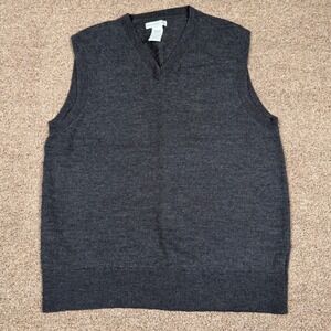 GAP Mens V Neck 100% Italian Merino Wool Sweater Vest Dark Gray XS‎